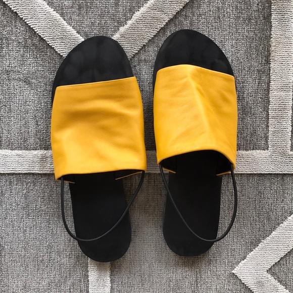 mustard leather sandals